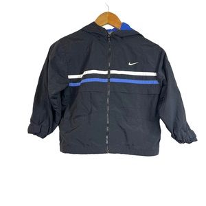 Vintage Nike Boys Black Blue Full Zipper Windbreaker Jacket Size 5/6